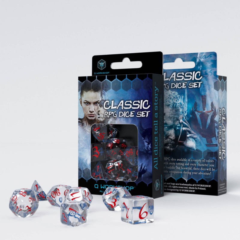 Classic RPG - Translucent & blue-red Dice Set