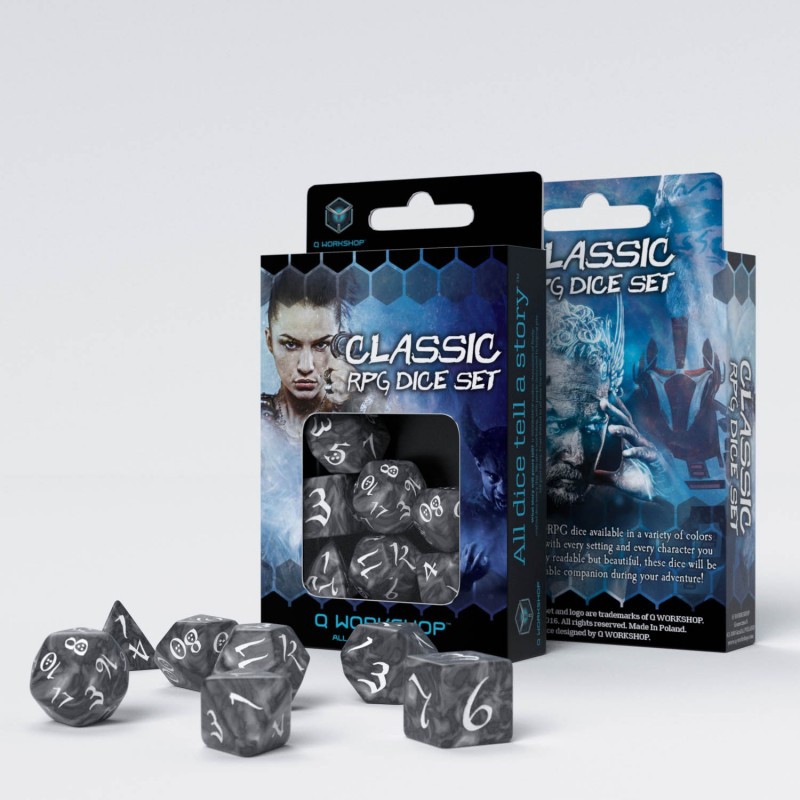 Classic RPG - Smoky & white Dice Set