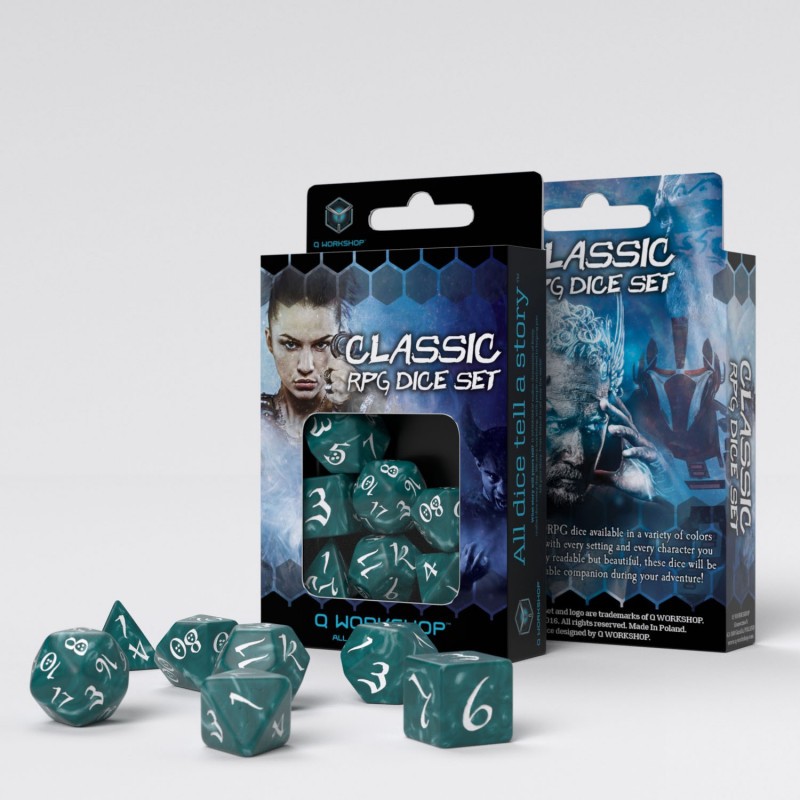 Classic RPG - Stormy & white Dice Set