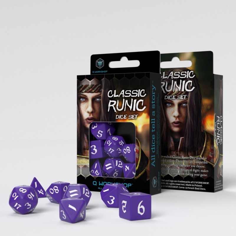 Classic Runic - Purple & white Dice Set